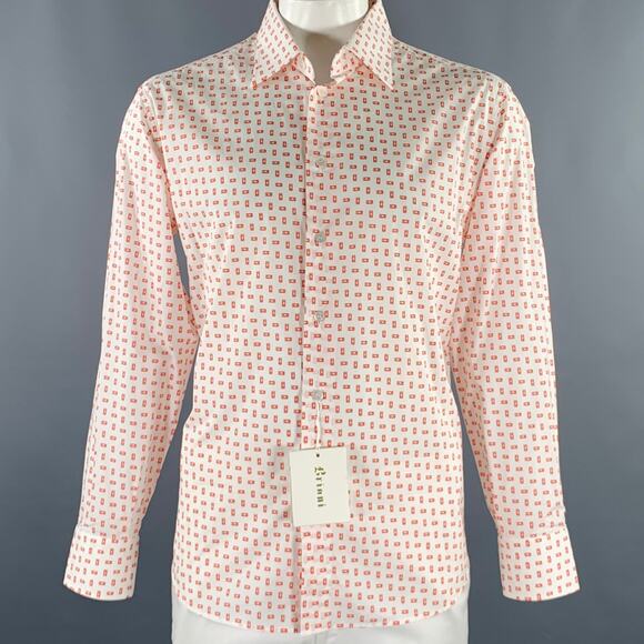 Brioni Other - BRIONI Size XL White Red VHS Tape Cotton Long Sleeve Shirt